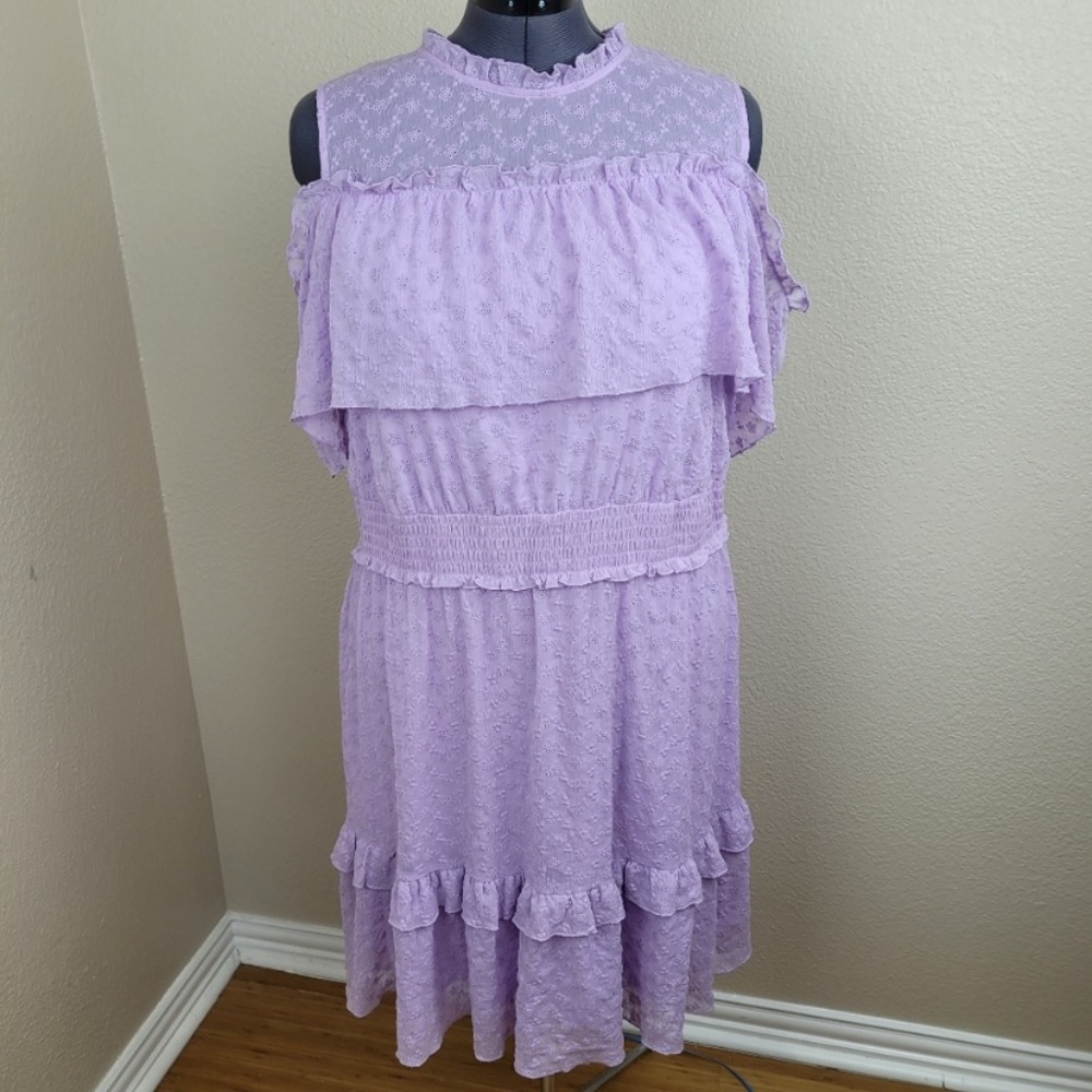Lane Bryant Lilac Eyelet Lace Ruffle Dress Size 24
